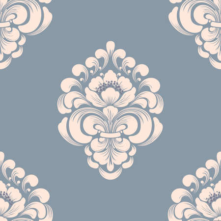 Vector damask seamless pattern element. Classical luxury old fashioned damask ornament, royal victorian seamless texture for wallpapers, textile, wrapping. Exquisite floral baroque templateのイラスト素材