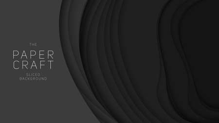 Vector 3D abstract background with paper cut shapes. Dark carving art. Paper craft landscape with gradient fade colors. Minimalistic design layout for business presentations, flyers, postersのイラスト素材