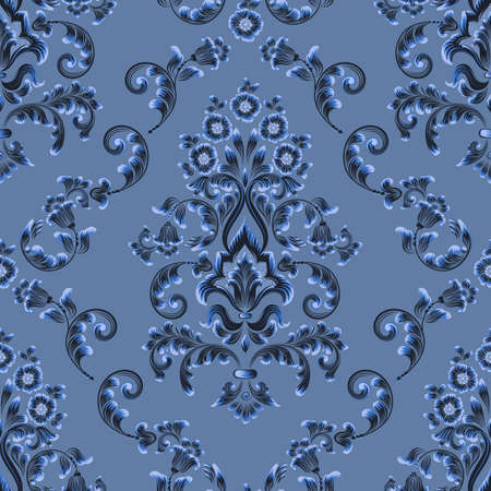 Vector damask seamless pattern element. Classical luxury old fashioned damask ornament, royal victorian seamless texture for wallpapers, textile, wrapping. Exquisite floral baroque templateのイラスト素材