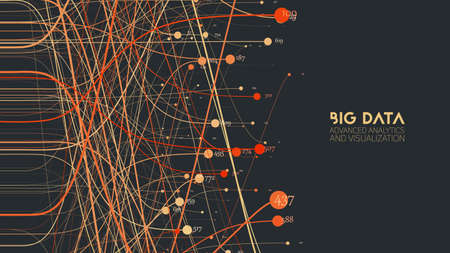 Vector abstract colorful big data information sorting visualization. Social network, financial analysis of complex databases. Visual information complexity clarification. Intricate data graphic.のイラスト素材