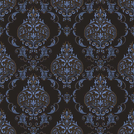 Vector damask seamless pattern background. Classical luxury old fashioned damask ornament, royal victorian seamless texture for wallpapers, textile, wrapping. Exquisite floral baroque templateのイラスト素材