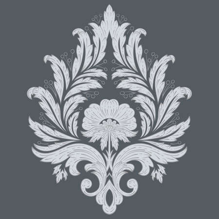 Vector damask element. Isolated damask central illistration. Classical luxury old fashioned damask ornament, royal victorian texture for wallpapers, textile, wrapping.のイラスト素材