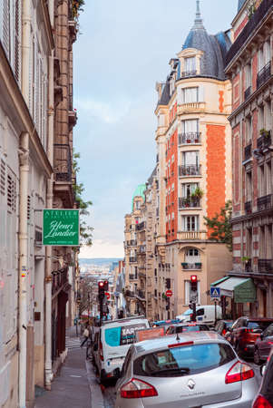 Streets of Montmartre in sunny autumn afternoon. France. Paris. Autumn in France, old town