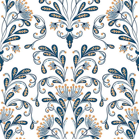 Vector flower seamless pattern element. Elegant texture for backgrounds. Classical luxury old fashioned floral ornament, seamless texture for wallpapers, textile, wrappingのイラスト素材