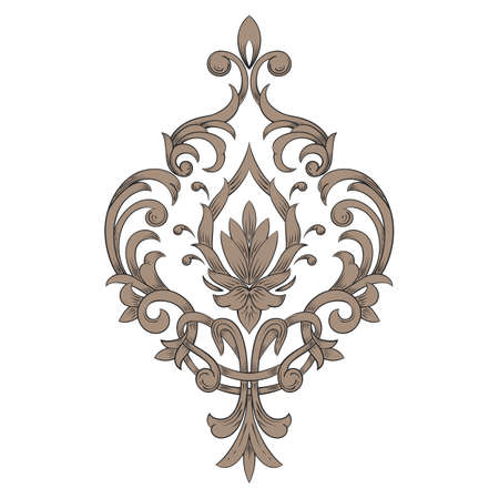 Vector damask element. Isolated damask central illistration. Classical luxury old fashioned damask ornament, royal victorian texture for wallpapers, textile, wrapping.のイラスト素材