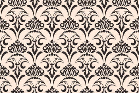 Damask seamless pattern element. Vector classical luxury old fashioned damask ornament, royal victorian seamless texture for wallpapers, textile, wrapping. Vintage exquisite floral baroque templateのイラスト素材