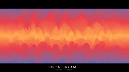 Vector abstract Neon Dreams background. Trendy cyberpunk holographic fluid colorful waves backdrop....