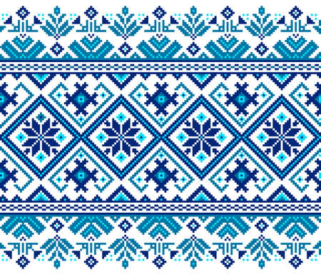 Vector illustration of Ukrainian folk seamless pattern ornament. Ethnic ornament. Border element. Traditional Ukrainian, Belarusian folk art knitted embroidery pattern - Vyshyvanka.のイラスト素材