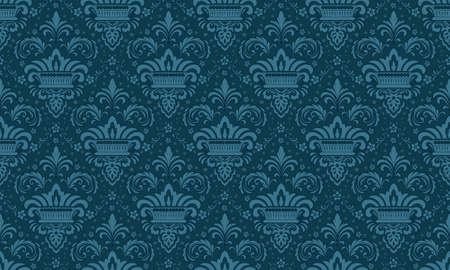 Damask seamless pattern element. Vector classical luxury old fashioned damask ornament, royal victorian seamless texture for wallpapers, textile, wrapping. Vintage exquisite floral baroque templateのイラスト素材