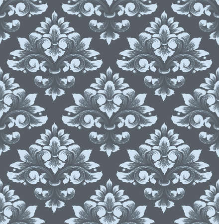 Damask seamless pattern element. Vector classical luxury old fashioned damask ornament, royal victorian seamless texture for wallpapers, textile, wrapping. Vintage exquisite floral baroque templateのイラスト素材