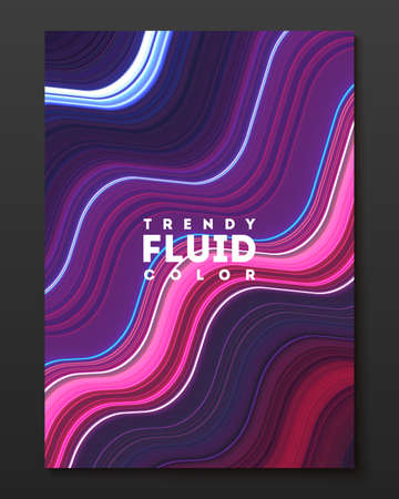 Vector cover design template with gradient color warped lines. Dynamic minimalistic illustration. Modern abstract colorful background for poster, brochure, presentation, magazine etcのイラスト素材
