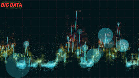 Big data abstract graph. Finance or stock market visualization. Cash income data analysis....
