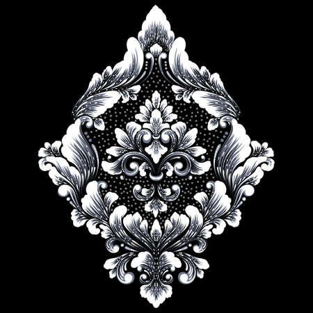 Vector damask element. Isolated damask central illistration. Classical luxury old fashioned damask ornament, royal victorian texture for wallpapers, textile, wrapping.のイラスト素材