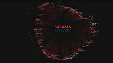 Vector abstract colorful big data cloud. Information visualization. Social network, financial...