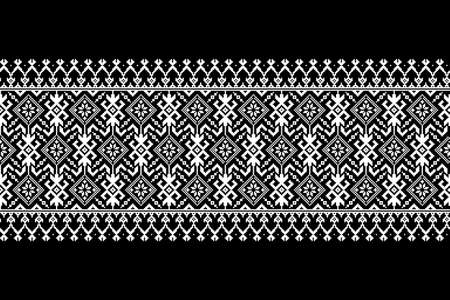 Vector illustration of Ukrainian folk seamless pattern ornament. Ethnic ornament. Border element. Traditional Ukrainian, Belarusian folk art knitted embroidery pattern - Vyshyvankaのイラスト素材