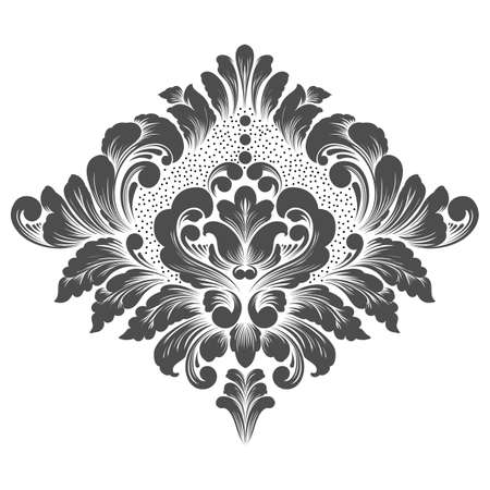 Vector damask element. Isolated damask central illustration. Classical luxury old fashioned damask ornament, royal victorian texture for wallpapers, textile, wrapping.のイラスト素材