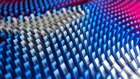 Boxes surface with abstract pattern colorful waves. Abstract geometric 3d render illustration with...
