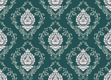 Damask seamless pattern element. Vector floral damask ornament vintage illustrationのイラスト素材