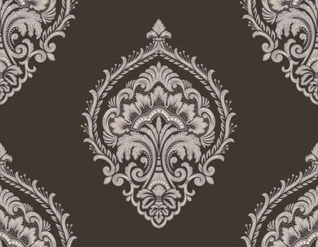 Damask seamless pattern element. Vector floral damask ornament vintage illustrationのイラスト素材