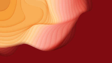 Colorful paper layers. 3D abstract gradient papercut. Colorful origami shape concept.