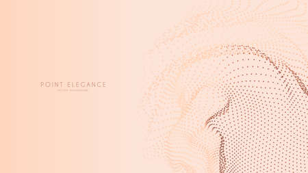 Beige abstract glitch point sphere background. Elegant stylish futuristic template. Vector fractal point wave.のイラスト素材