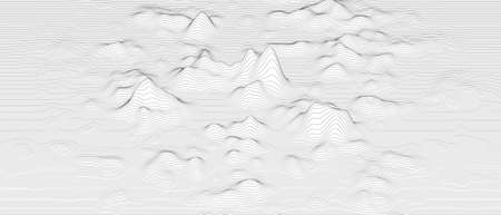 Abstract background with distorted line shapes on a white background. Monochrome sound line wavesのイラスト素材