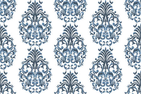 Damask seamless pattern element. Vector floral damask ornament vintage illustration