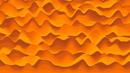 Retro orange stripes distorted backdrop. Procedural vintage ripple background with optical illusion effect.のイラスト素材