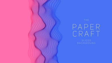 Violet to blue paper layers. 3D abstract gradient papercut. Colorful origami shape concept.のイラスト素材