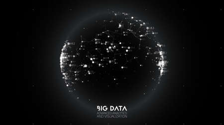 Big data visualization. Futuristic infographic. Information aesthetic design. Visual data complexity. Complex data threads graphic visualization. Abstract data graph.のイラスト素材