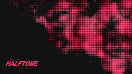 Abstract vector torn red halftone background. Scrathed dotted texture element