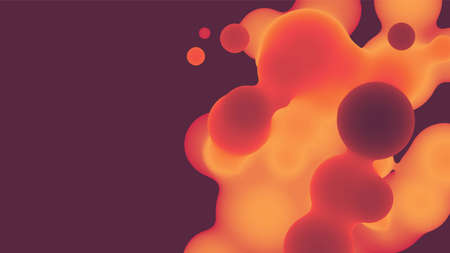 Abstract 3d fluid metaball shape with colorful balls. Synthwave liquid pastel organic droplets with...