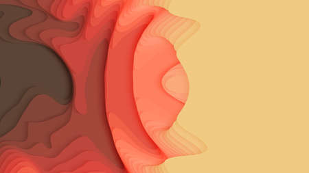 Colorful paper layers. 3D abstract gradient papercut. Colorful origami shape concept.