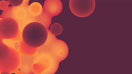 Abstract 3d fluid metaball shape with colorful balls. Synthwave liquid pastel organic droplets with...