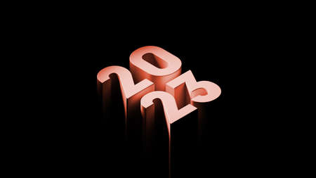 2023 new year minimalistic background. Happy New Year 3d render illustration.