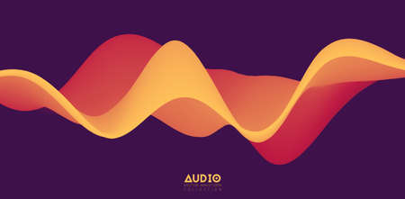 Sound wave visualiztion. 3D orange solid waveform. Voice sample patternのイラスト素材