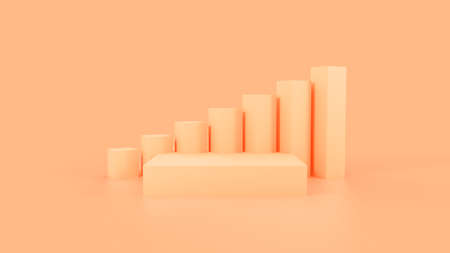 Podium scene. Minimal geometric empty stage. Ascending bars composition. 3d render illustration.の写真素材