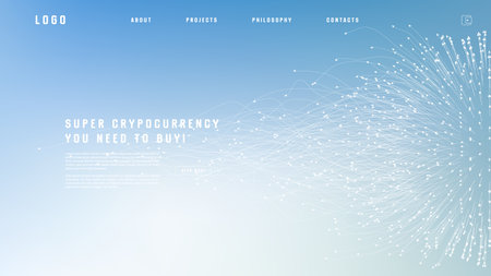 Landing page abstract design with expansion of line element. Template for website or app with tentacle shapeのイラスト素材