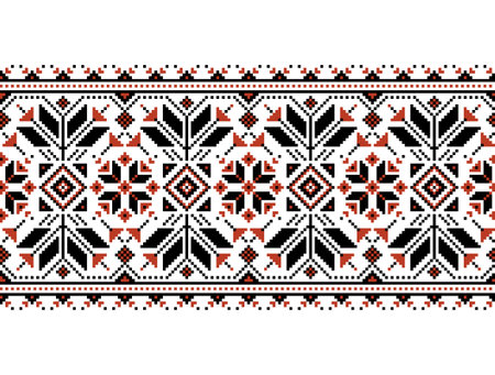 Vector illustration of Ukrainian folk seamless pattern ornament. Ethnic ornament. Border element. Traditional Ukrainian, folk art knitted embroidery pattern - Vyshyvanka.のイラスト素材