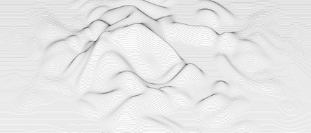 Abstract background with distorted line shapes on a white background. Monochrome sound line wavesのイラスト素材