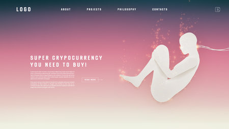 Landing page abstract design with AI androind. Colorful template for website or app