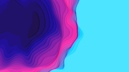 Violet to blue paper layers. 3D abstract gradient papercut. Colorful origami shape conceptのイラスト素材
