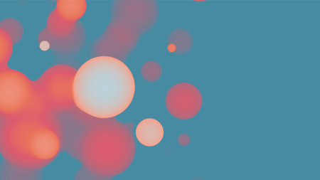 Abstract 3d fluid metaball shape with colorful balls. Synthwave liquid pastel organic droplets with gradient color.のイラスト素材
