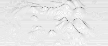Abstract background with distorted line shapes on a white background. Monochrome sound line waves.のイラスト素材