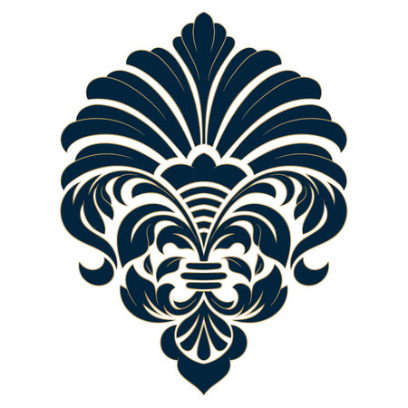 Damask central element isolated. Vector damask illustrationのイラスト素材