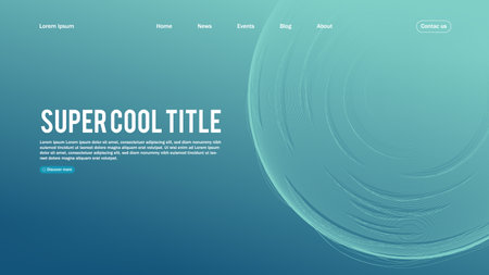 Landing page abstract design with sphere element. Template for website or app.のイラスト素材