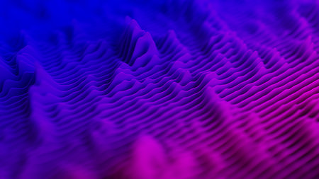 Abstract landscape with wavy slices. Audio paper cut equalizer. Layered data graph in blue and...
