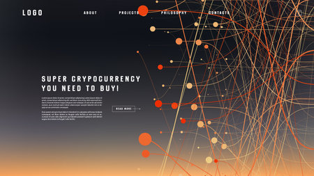 Landing page abstract design with big data. Template for website or app.のイラスト素材