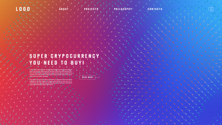 Landing page abstract design with vector field forces matris. Colorful template for website or app. Magnetic flow chartのイラスト素材