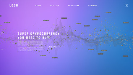 Landing page abstract design with big data. Template for website or app.のイラスト素材